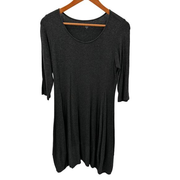 Eileen Fisher Charcoal Gray Italian Yarn Stretch Jersey Dress // M Petite - Picture 1 of 9